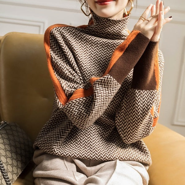 Mia | Turtleneck with Striking Contrasting Stripes