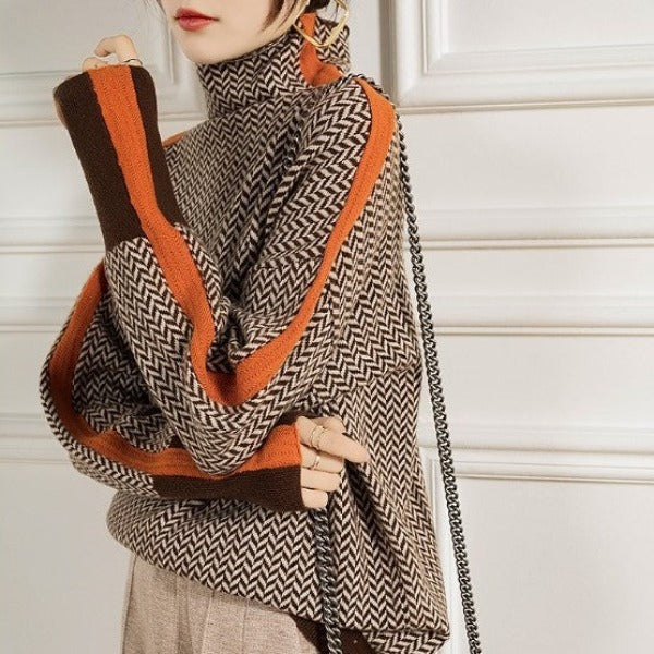 Mia | Turtleneck with Striking Contrasting Stripes