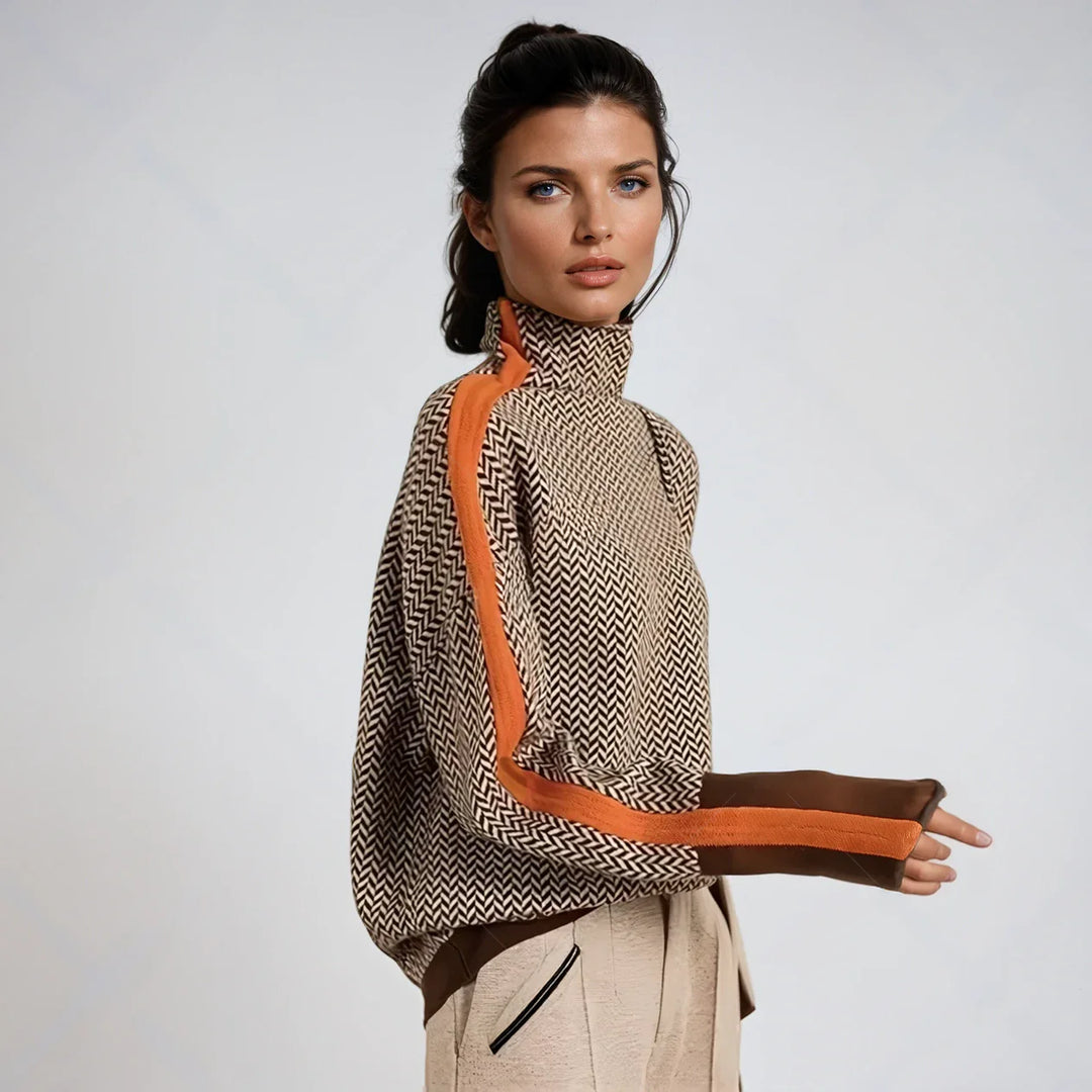 Mia | Turtleneck with Striking Contrasting Stripes